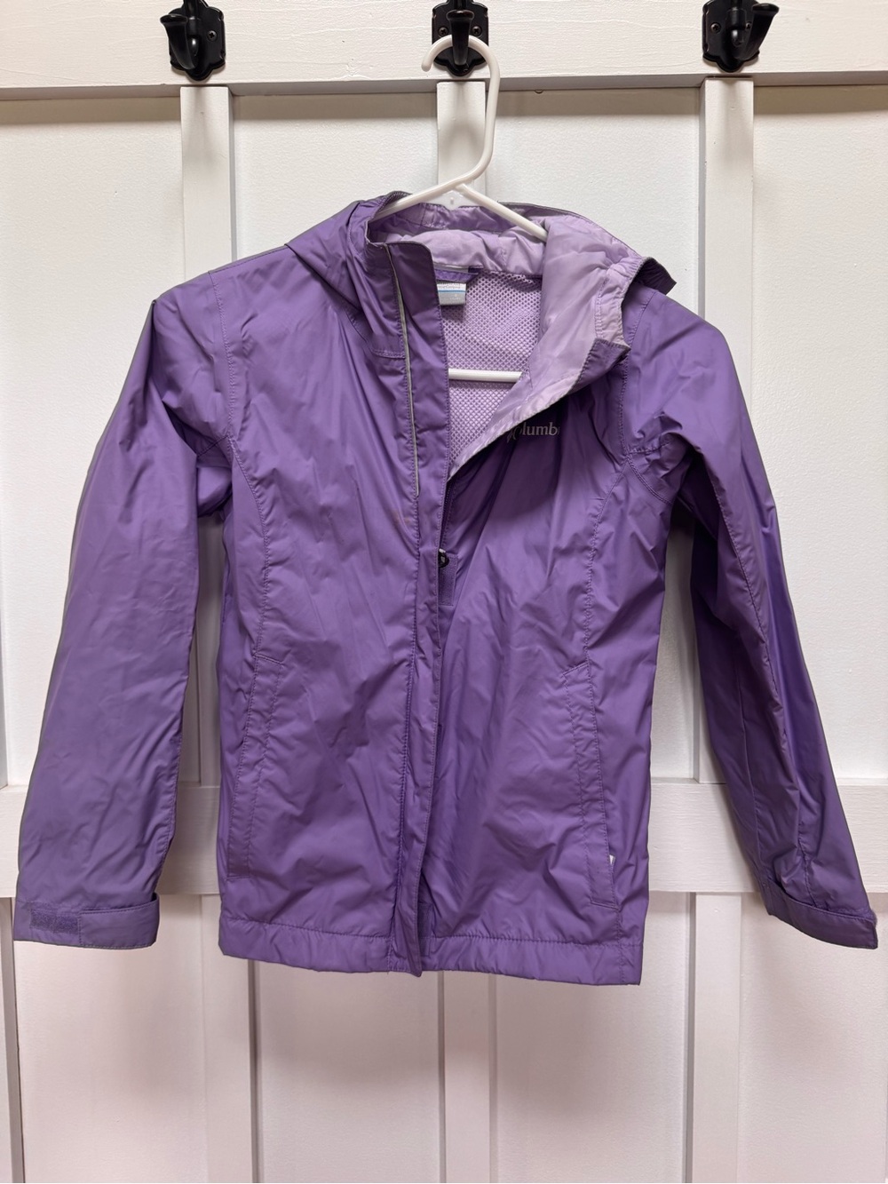 Columbia Purple Hooded Kids Rain Jacket